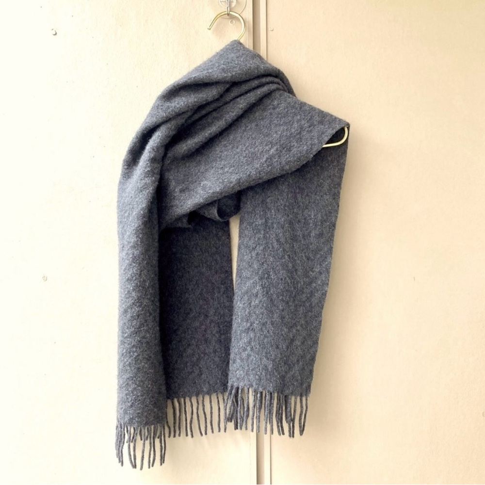 100% alpaca wool muji organic wide oversize shawl stole scarf charcoal dark grey